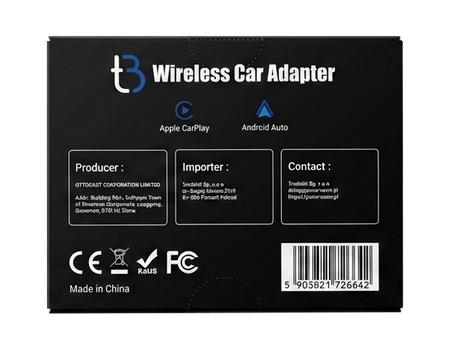 Adapter bezprzewodowy Android Auto i Carplay Tradebit TB CUBE PRO BT 5.4 WiFi 6