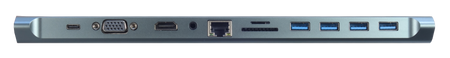HUB USB-C HDMI 4k VGA LAN RJ45 4x USB SD Card Jack 3,5mm Power Delivery 87W