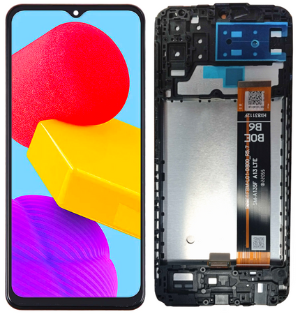 Oryginalny wyświetlacz LCD + ekran dotykowy Samsung SM-M135F Galaxy M13 (IPS) Ramka czarna