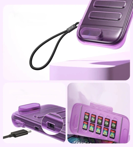 Obudowa Antywstrząsowa Etui Futerał JSAUX do NINTENDO SWITCH 2 - Fioletowa