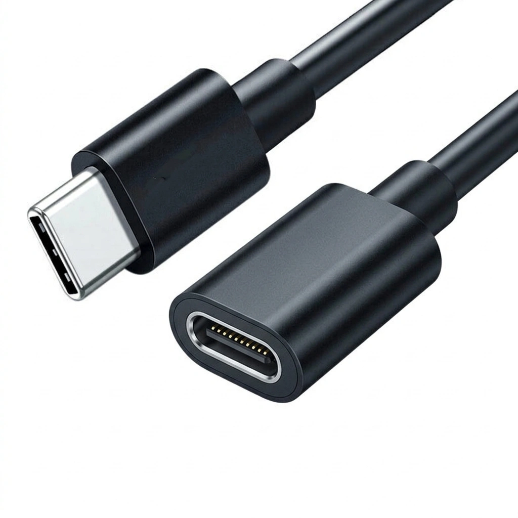 KABEL PRZEWÓD FEMALE USB-C - USB-C 3.1 POWER DELIVERY 60W 10 Gbps 2m CZARNY