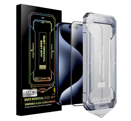 2x Szkło Ochronne 9H do iPhone 16 / 15 Aplikator Łatwy Montaż Pełnoekranowe