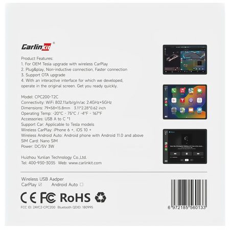 Adapter bezprzewodowy Carlinkit CPC200-T2C CarPlay dla TESLA Model Y S 3 X
