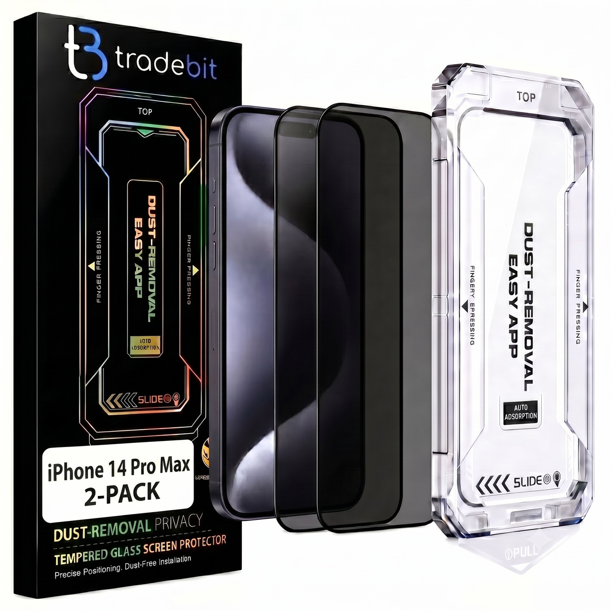2x Szkło hartowane Prywatyzujące z aplikatorem do iPhone 14 Pro Max Szybka