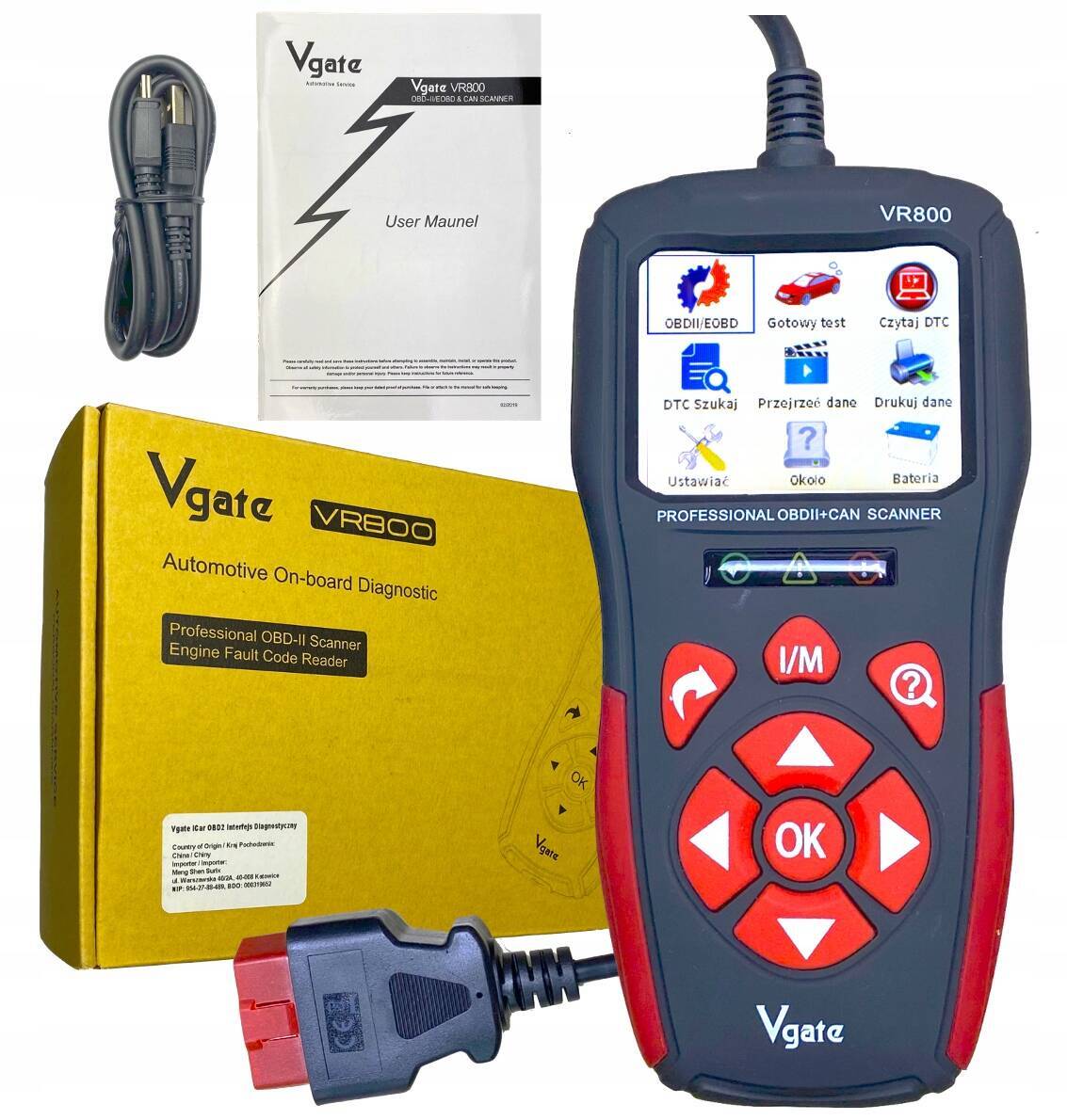 Interfejs diagnostyczny Vgate VR800 PL Tester Skaner OBD2 JĘZYK POLSKI