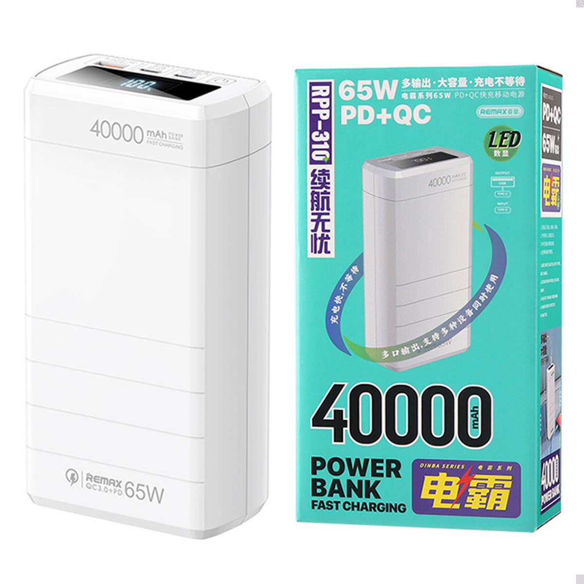 Power Bank REMAX 40000 mAh 65W PD QC USB-C 22.5W