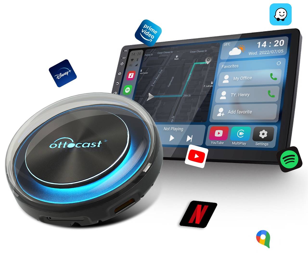 Ottocast PICASOU 2 Bezprzewodowy Apple CarPlay Android Auto Karta SIM SD –  sklep