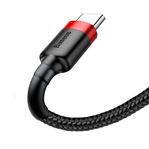 Baseus Cafule Cable wytrzymały nylonowy kabel przewód USB / USB-C QC3.0 2A 2M czarno-czerwony