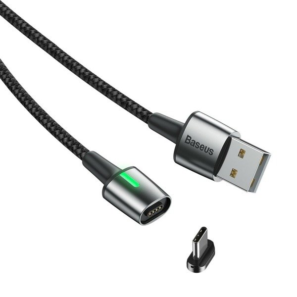Baseus Zinc magnetyczny kabel USB / USB Typ C 1m 3A czarny (CATXC-A01)