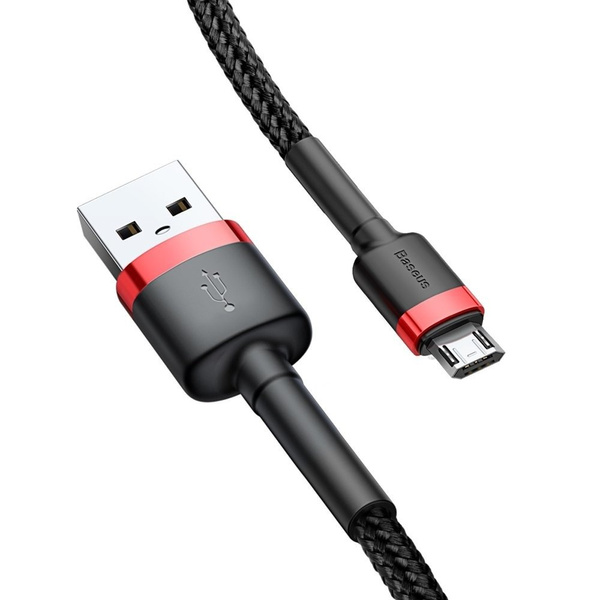 Baseus mocny kabel przewód micro USB 2M QC 3.0 Czarno czerwony