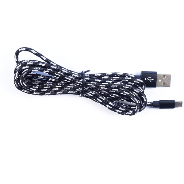 KABEL PRZEWÓD USB-A do micro USB 1m 2A czarno-srebrny nylon