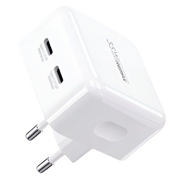 Ładowarka REMAX 35W 2xUSB-C QUICK CHARGER PD Android wytrzymała biała