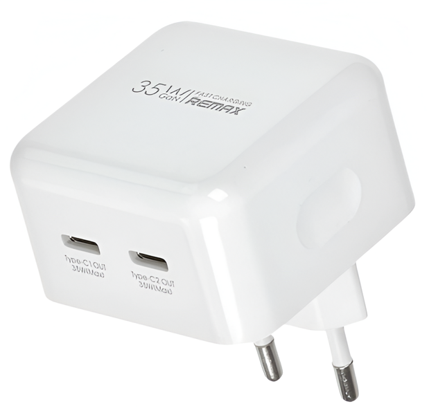 Ładowarka REMAX 35W 2xUSB-C QUICK CHARGER PD Android wytrzymała biała