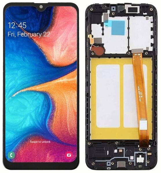 Oryginalny wyświetlacz LCD + ekran dotykowy Samsung SM-A202 Galaxy A20e (IPS) Ramka czarna (Regenerowany)