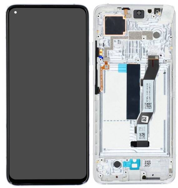 Oryginalny wyświetlacz LCD + ekran dotykowy Xiaomi Mi 10T / Mi 10T Pro 5G (2020) 5600040J3S00 SERVICE PACK srebrny z ramką