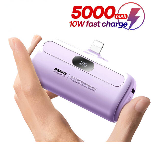 POWERBANK REMAX RPP-633 5000 mAh Lightning Szybkie Ładowanie 10W fioletowy