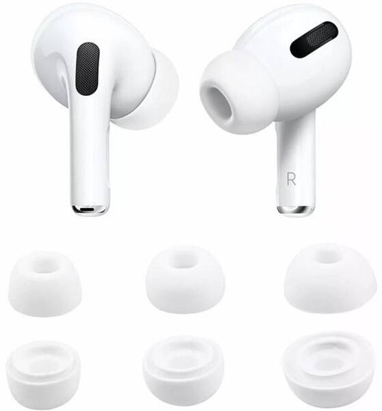 Silikonowe Gumki Douszne do Apple AirPods Pro GEN 1/2/3 Komplet (S, M, L) biały