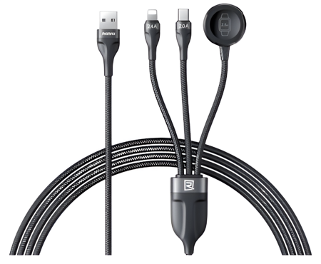 KABEL REMAX 3w1 do iPhone/Androida/Smartwatcha USB-C/Lightning/Watch 12W 1,2m