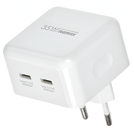 Ładowarka REMAX 35W 2xUSB-C QUICK CHARGER PD Android wytrzymała biała