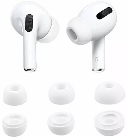 Silikonowe Gumki Douszne do Apple AirPods Pro GEN 1/2/3 Komplet (S, M, L) biały